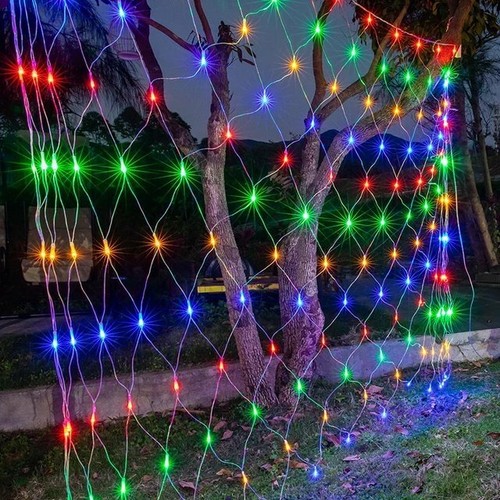 Solar Power LED Mesh Net Curtain String Fairy Lights Home Party Garden Outdoor - Picture 5 of 22