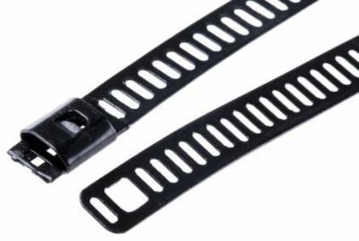 RS Pro Leiterkabelbinder schwarz polyesterbeschichtet Edelstahl, 300 mm x 7 mm