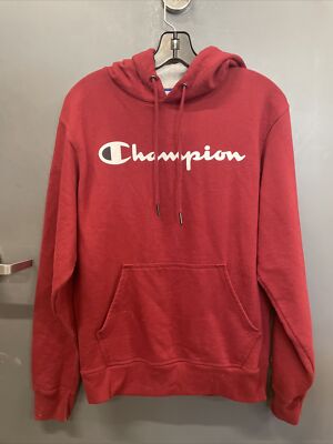 Red Champion Logo Pullover Hoodie sz S | eBay