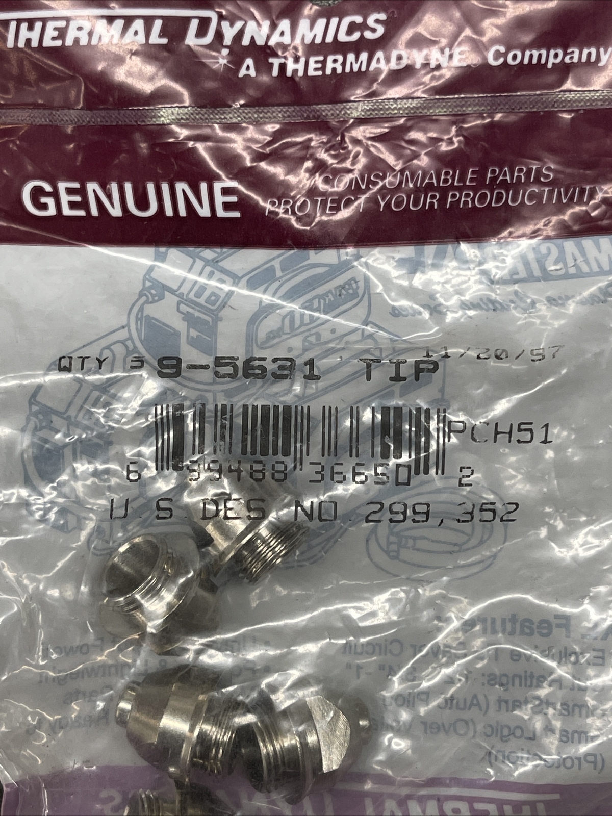 Original Thermal Dynamics Plasma Torch Electrode Tip 9-5631 Quantity 5