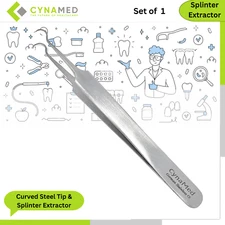 Cynamed Stainless Steel Blackhead Tweezer Curved Steel Tip & Splinter Extractor