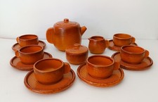 ♥ SERVIZIO DA THE IN CERAMICA LAVENO PARESCHI MARRONE VINTAGE DESIGN X 6 PERSONE