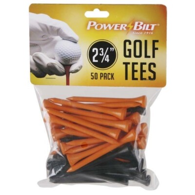 Powerbilt Golf Wooden Golf Tees (50 Pack) - Orange / Black - 2.75''