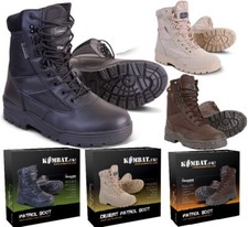 Stivali da pattuglia KombatUK da uomo esercito militare metà pelle metà nylon sottili