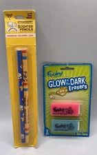 NOS FOOHY Glow-in-the-Dark Erasers 2004 & VTG 1984 Rainbow Brite Scented Pencils