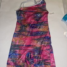 Danskin Gymnastics Biketard Unitard Geometric Bodysuit New Girl S 6/6X