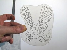 vtg 1960s 70s Tattoo Flash acetate stencil Swooping Eagle signed EA2