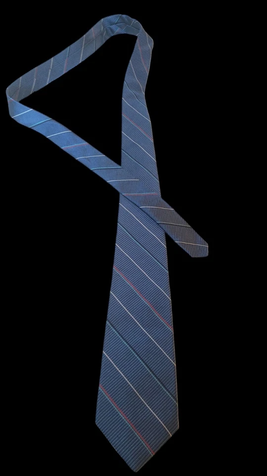 ENRICO GUCCINI MENS NECK TIE  100% ALL SILK PARIS ROME STRIPED BLUE REPP TIE - Image 3 of 4