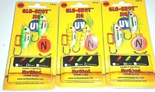 Northland Tackle 3/8 Glo-Shot Jigs (Lot of 3-UV Glo Per/UV Elec Per/UV Purp Tig)