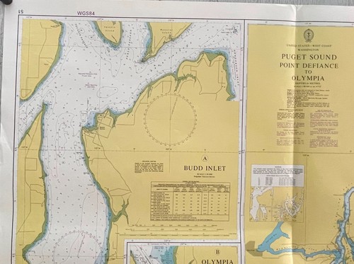 Admiralty 51 PUGET SOUND POINT DEFIANCE TO OLYMPIA Nautical Paper Wall Map Chart - Afbeelding 5 van 12