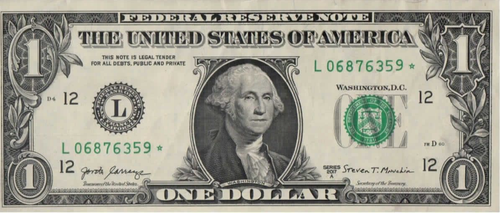 2017-A STAR NOTE (L 06876359 *) ONE DOLLAR BILL. 85.1 % Coolness. Circulated