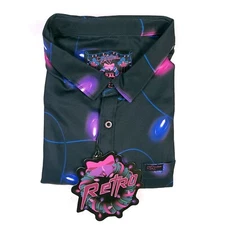 Retro Rifle Mens Black 4XL Holinade Cristmas Long Sleeve Button Shirt 