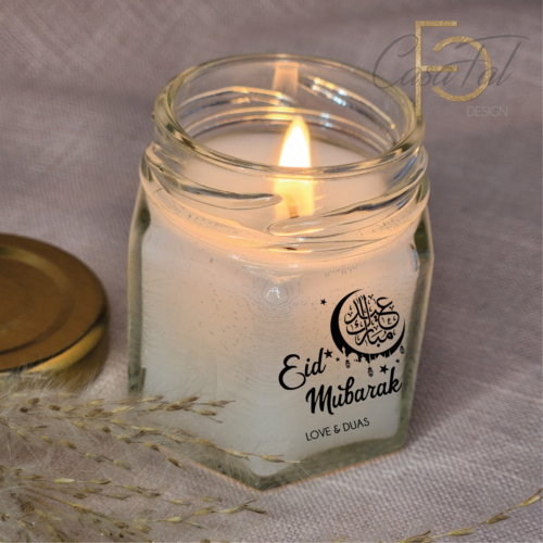 Eid Mubarak Islamisches Geschenk, Mini Favor Candle, VANILLE, 6 Eck Glas - Bild 1 von 3