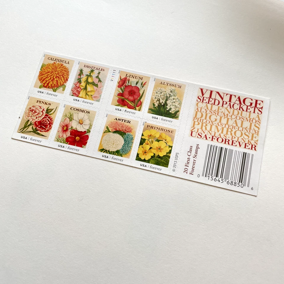 US # 4763b VINTAGE SEED PACKETS (2013) - 20 Forever Stamps Booklet Floral MNH - Image 3 of 4