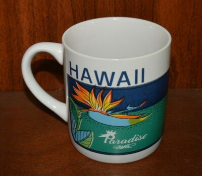 Nice Vintage 1985 HAWAII ''Paradise'' Floral Coffee Mug Rare MINTY