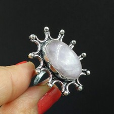 Natural Amethyst Oval Gemstone 925 Sterling Silver Ring Size-7.75 US