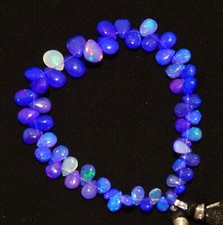 Ethiopian Purple Fire Opal 7x5 to 10x7 mm Size Smooth Pear Beads 8" Strand