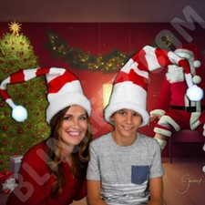Festive LED Santa Hat - Light Up Christmas Red and White Holiday Headwear 