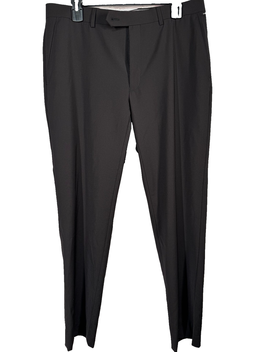 Wool Calvin Klein Slim Fit Stretch Pants CALVIN KLEIN Mens Black