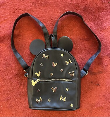 NWT DISNEY x PRIMARK Mickey studded backpack bag Black/gold
