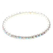 Silver Tone Metal AB Rhinestone Stretch Bracelet B1053-SAB