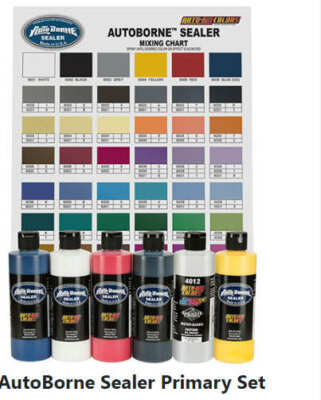 Createx  Airbrush Colors  6100-00 Autoborne Sealer Primary Color Set - 6 x 8oz