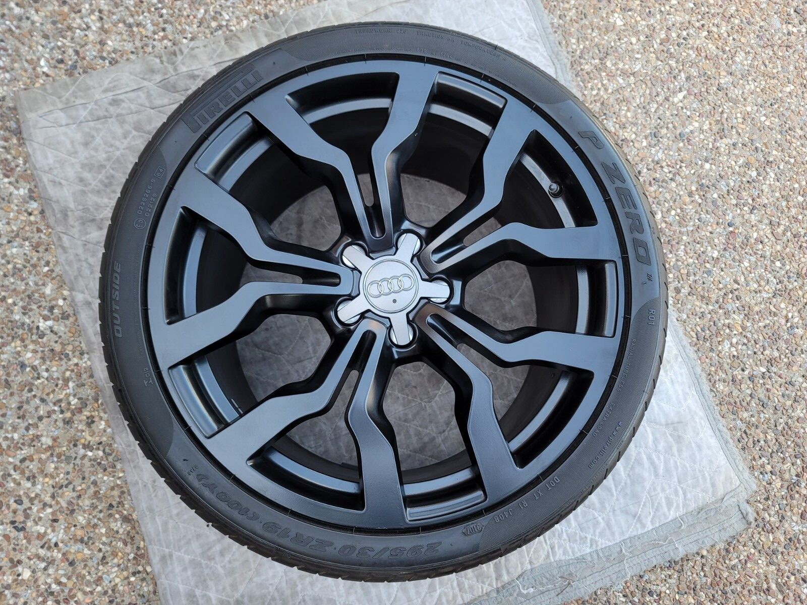 AUDI R8 OEM FACTORY GENUINE 10 SPOKE SATIN BLACK 19" WHEELS TIRES & CAPS SET