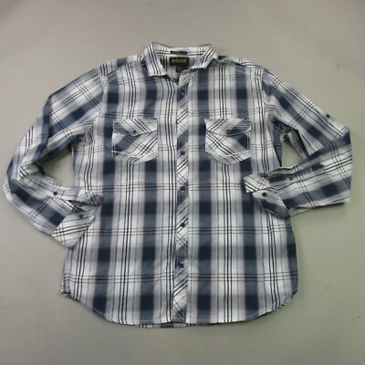 Helix Shirt Mens XL Short Sleeve Lightweight Plaid Button Up Pocket