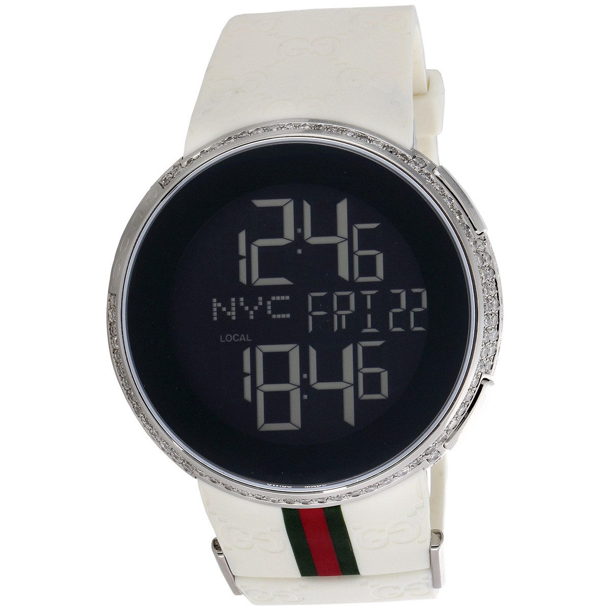 Gucci Diamond White Watch Mens Full Casing Ya114214 5 Row 