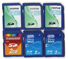 Lot Of 6x Fujifilm Transcend ATP 2GB SD Camera Memory Cards