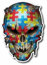 4X AUTISM AWARENESS USA AMERICAN FLAG SKULL STICKER DECAL CAR TRUCK WINDOW 3M
