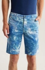 AG Adriano Goldschmied Griffin Geo Print Blue Relaxed Stretch Shorts 32