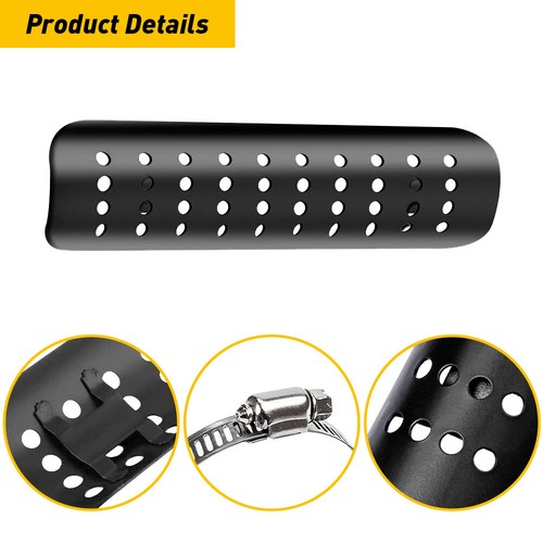Universal Black Exhaust Pipe Muffler Heat Shield Cover Guard Heel Motorcycle - Foto 7 di 9