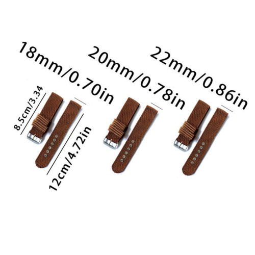 18/20/22mm Woven Nylon Canvas Sport Wrist Watch Band Strap with Metal Buckle CA - Zdjęcie 2 z 20