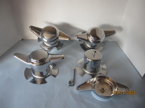 4  DERBY/TOWER CAPS  W/ 2 BAR  DOME SPINNERS FOR 4 LUG WHEELS 2.75" HOLE - Picture 1 of 2
