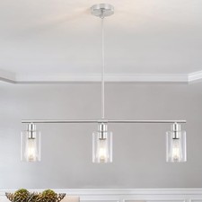 3 Lights Kitchen Island Lighting Brushed Nickel Pendant 3 Light-Brushed Nickel