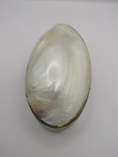 Vintage Pearl Shell Snuff Box + Marble Top Pill Trinket Box Gold Detail - Picture 4 of 19