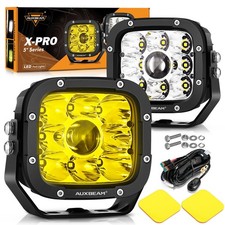 Auxbeam 5 Inch LED Pods Offroad Driving Light 110W Super Spotlight Amber Yellow