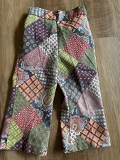 Vintage Healthtex Pants Girls Medium Patchwork Paisley Retro Boho 70s
