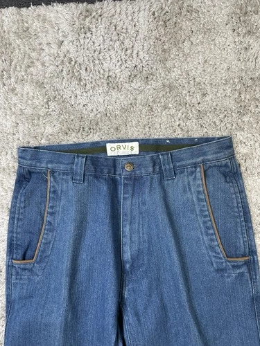 Orvis Pants Mens 32 Blue Denim Chino Zip Fly Welt Pockets Death Valley Dn image 4