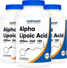 Nutricost Alpha Lipoic Acid 600mg 240 Vegetarian Capsules 3 Bottles