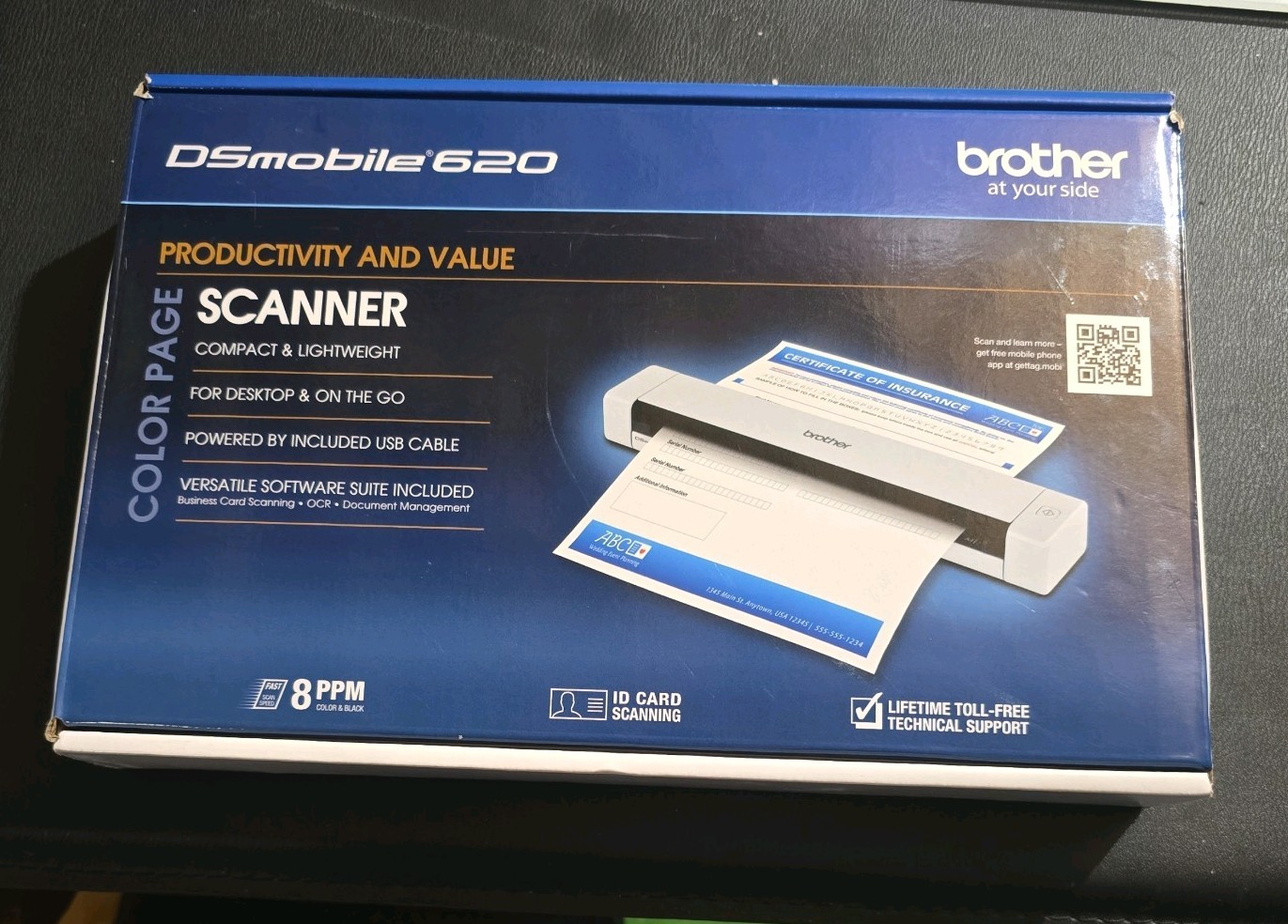 Brother DSmobile 620 Portable USB Color & B/W Page Scanner 8PPM Open Box Office