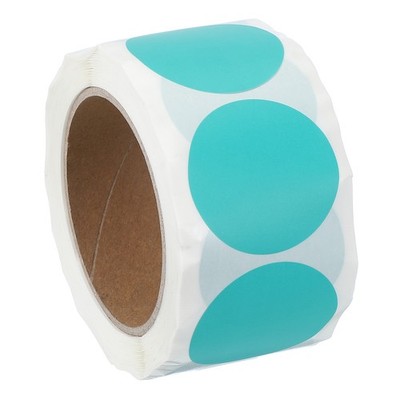 500 Stück Farbige Punktaufkleber 2 Zoll für Color Coding Labels, Cyan