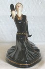 Art Deco Ballerina Figurine 9" Dancer Black Porcelain 24K Gold Accents Ballet — photo 2