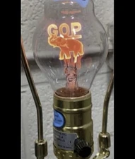 Vintage Aerolux Light Bulb GOP Elephant Republican Party Glows Orange Works