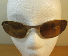 VTG Oakley A WIRE Sunglasses Brushed Gold Tone Frames Topaz Glass Lenses