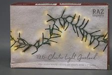 Raz Imports 19.6  Cluster Garland Green Wire  600 White Lights and Remote*.