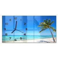 Design-Wanduhr Mit Leisem Uhrwerk Tropischer Strand Schwarze Zeiger 60X30 Cm