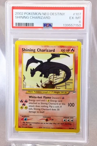 2002 Pokémon Shining Charizard Holo, Neo Destiny #107/105, PSA 6 EX-MT