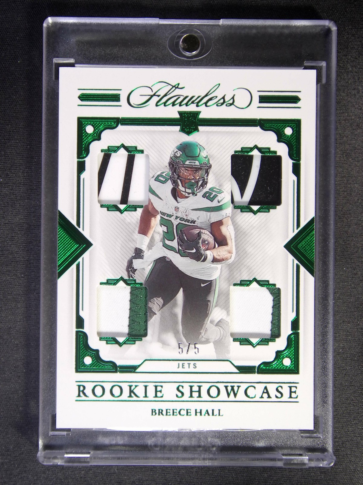 Breece Hall Panini Flawless Rookie Showcase Materials #TSBH Emerald